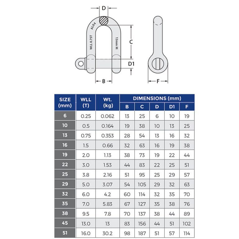 Shackle Grade M Dee Galvanised - Handling Equipment Canterbury